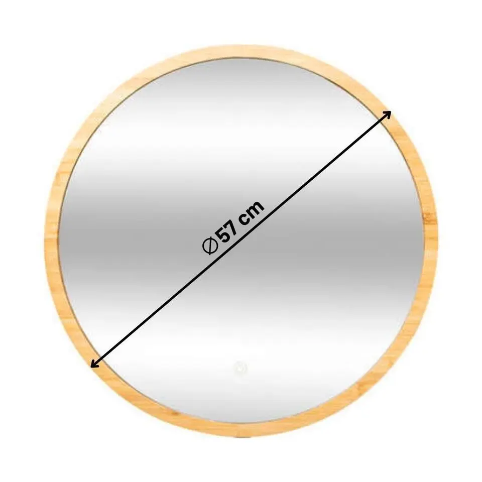 Orange85 Ronde Spiegel Wandspiegel Badkamer Met LED verlichting Bruin 57x57x3