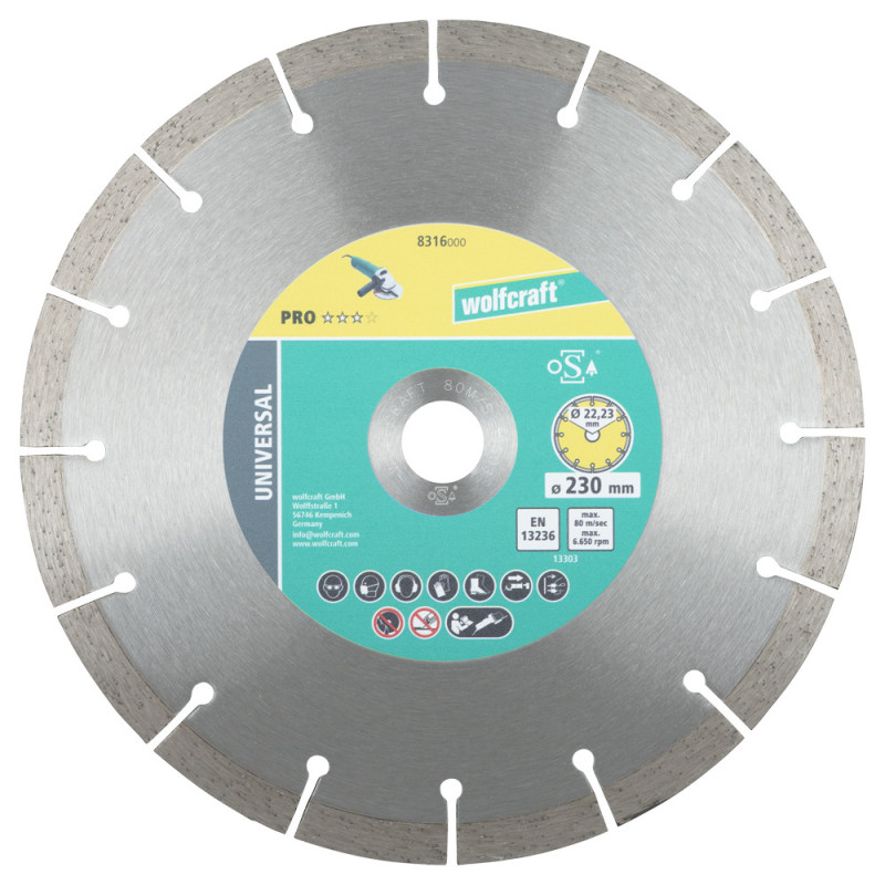 Disque diamant segmenté Pro Universal Ø 230 mm WOLFCRAFT