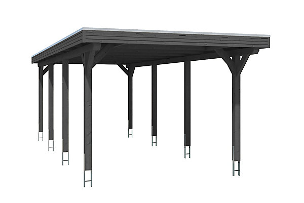 Carport SKAN HOLZ Spessart 355x846cm, bois lamellé-collé, traitement coloré anthracite