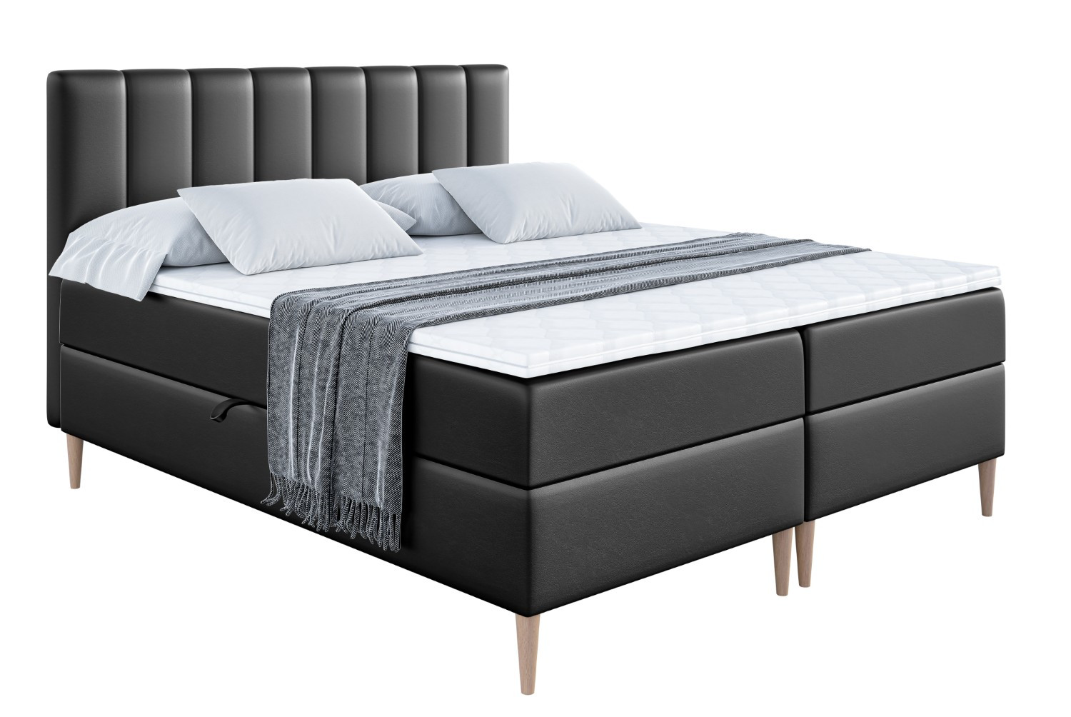 Łóżko kontynentalne z pojemnikiem, materacem i nóżkami OTTA-FD 120x200 cm