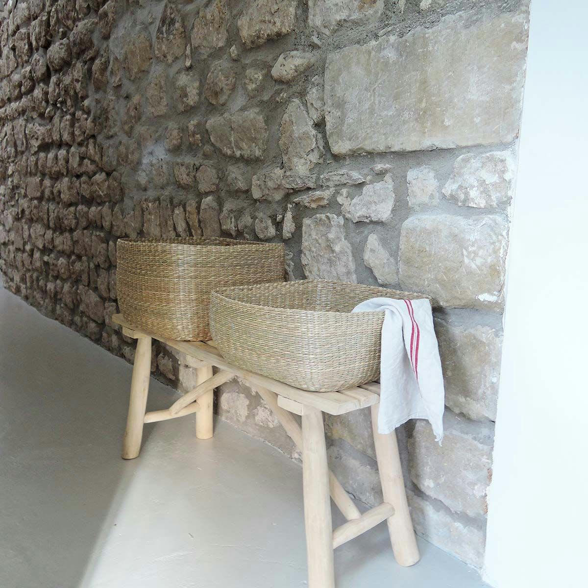 - Panier carré en jonc de mer