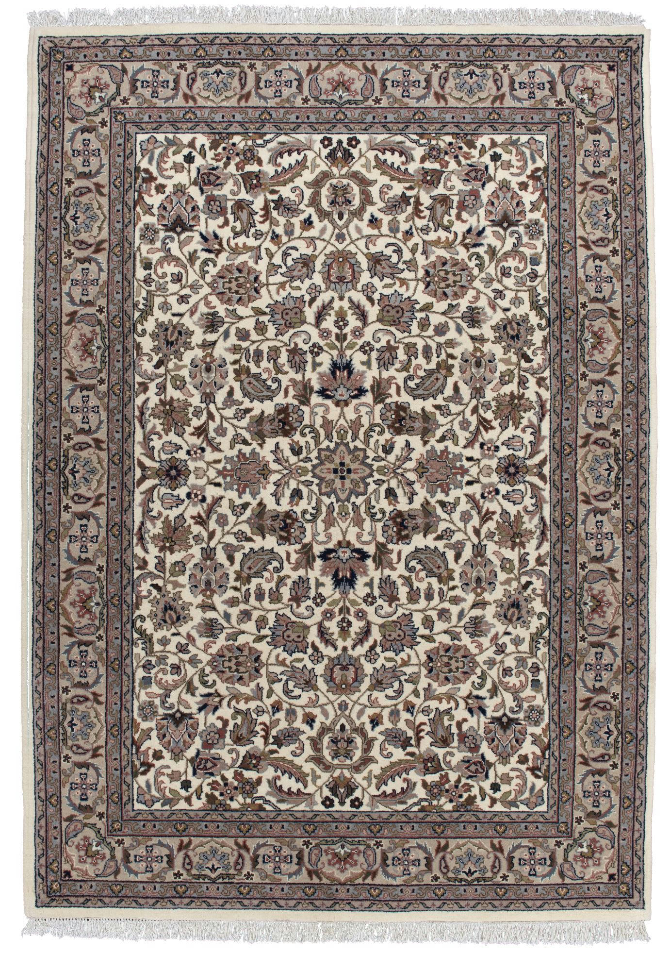 BENARES - Tapis d'orient classique noué main en laine Crème 200x300 cm