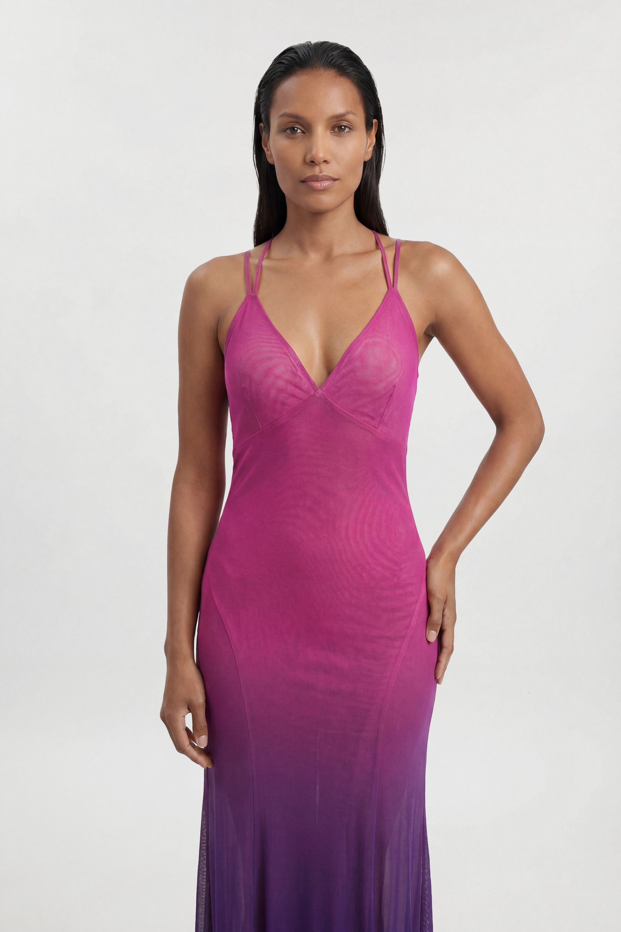 KarenMillen Ombre Sunset Mesh Strappy Beach Dress