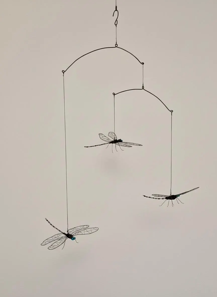Wire Dragonfly Mobile. Home Decor. Hanging Ornament. Minimalist Style Hanging Art.