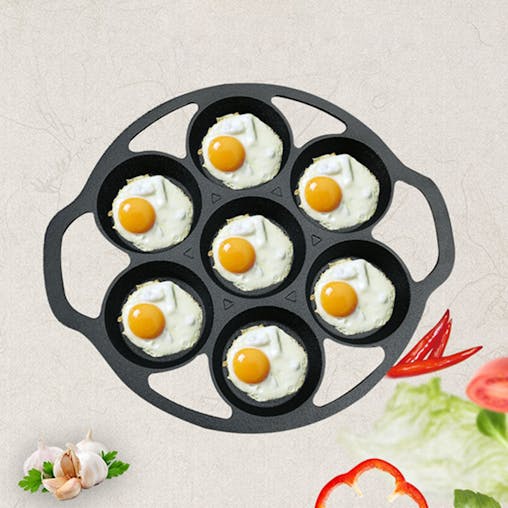 SOGA 2X Cast Iron Takoyaki Fry Pan Octopus Balls Maker 7 Hole Grill Mold 32cm
