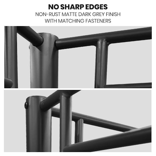 NNEMB Metal Single over Double Bunk Bed Frame-Dark Matte Grey