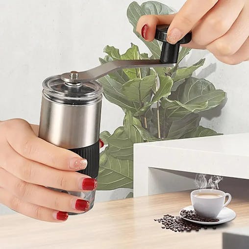 NNEOBA Manual Coffee Grinder Adjustable Burr Hand Coffee Grinder Black