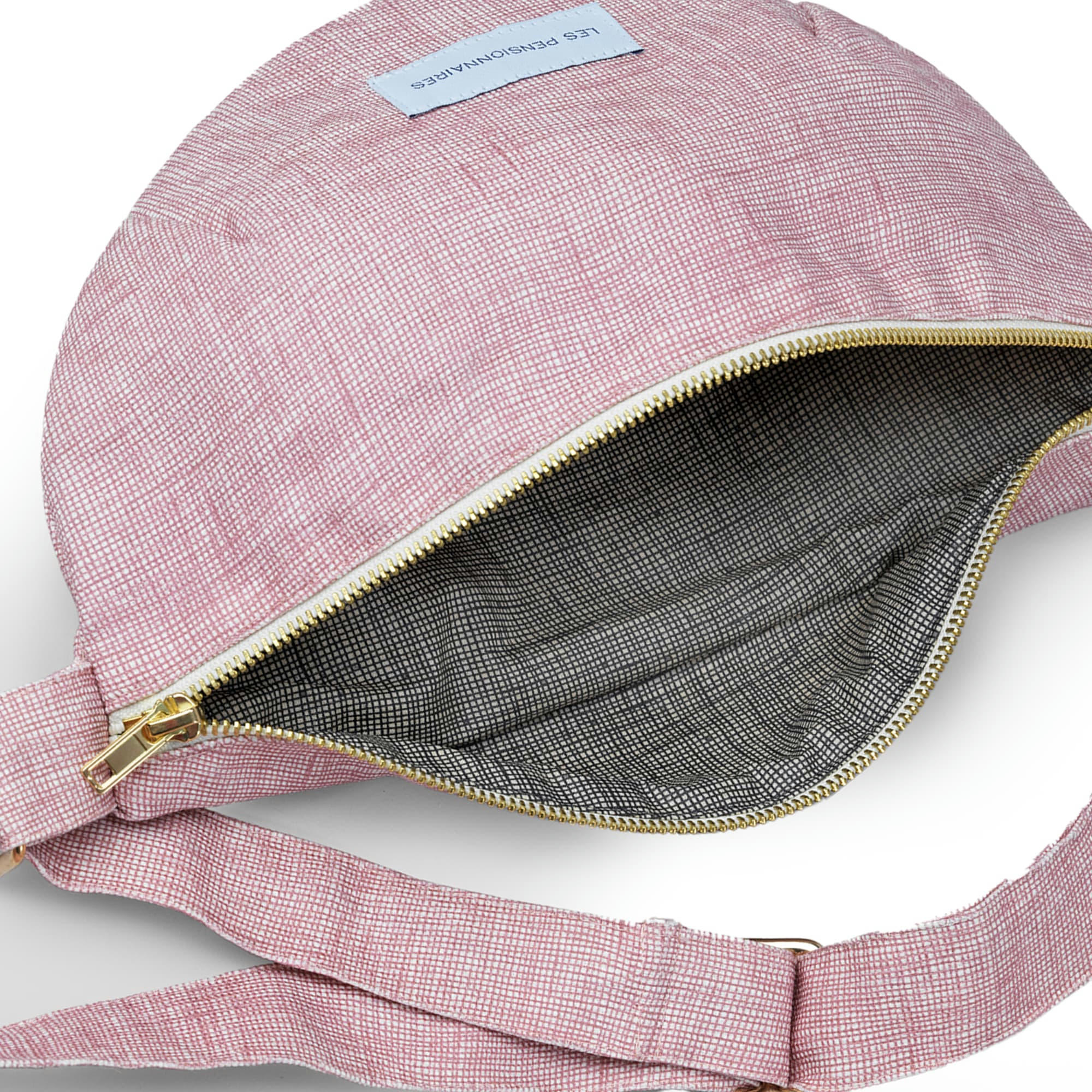 - Sac banane en toile de coton bio bois de rose quadrillé