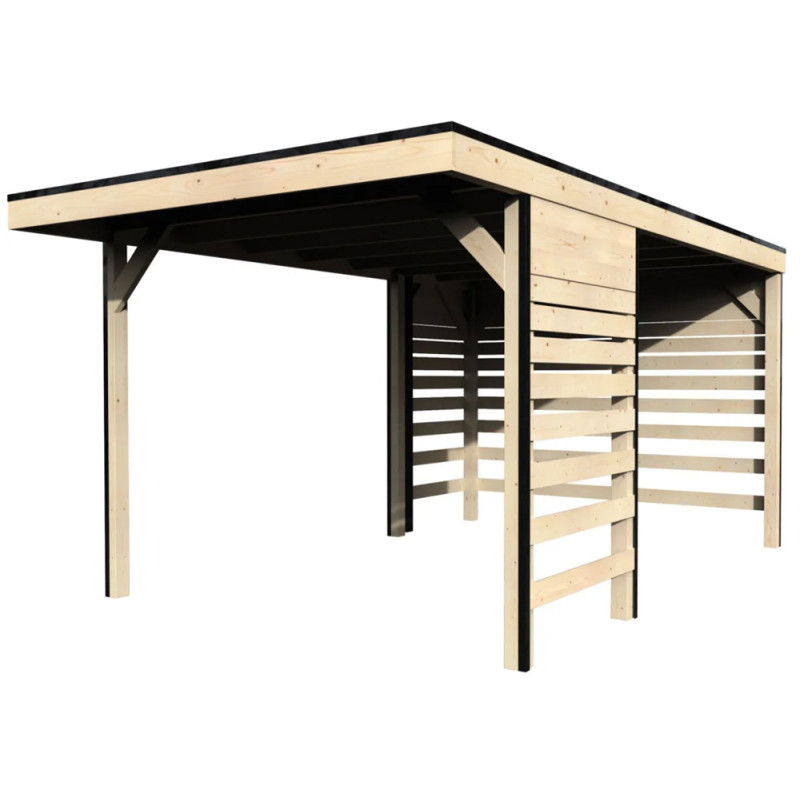 Carport en bois 3,02 x 4,83 x 2,37 m DÉCOR ET JARDIN