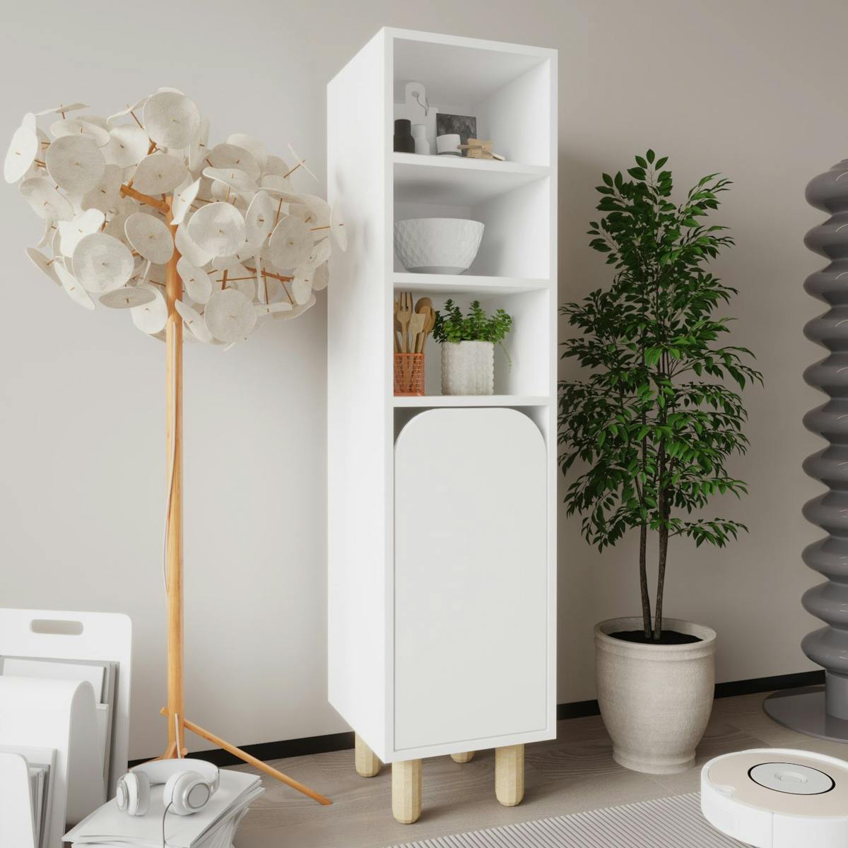 Colonne de rangement blanche, 1 porte courbe VAREN