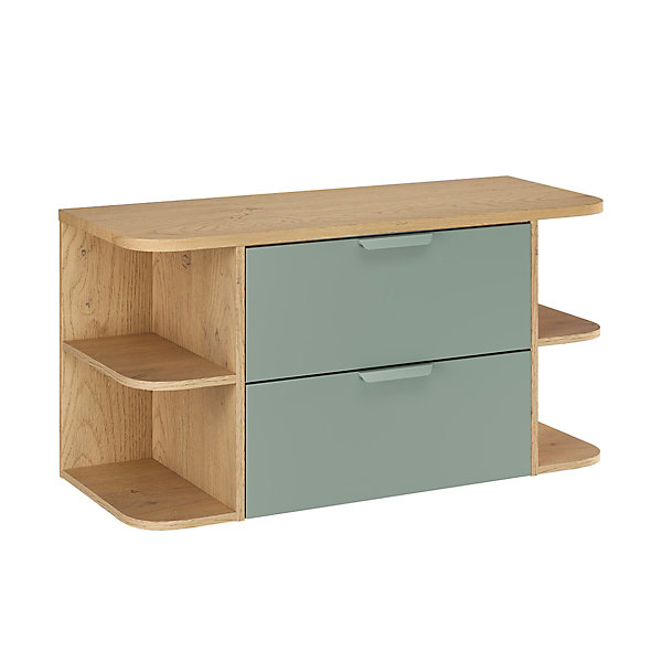 Ensemble meuble sous-vasque 100cm niches arrondies et colonne Oria Vert mat