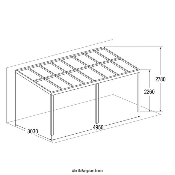 Terrassenüberdachung »SOLIS«, 495x303x206/250 cm, Grau