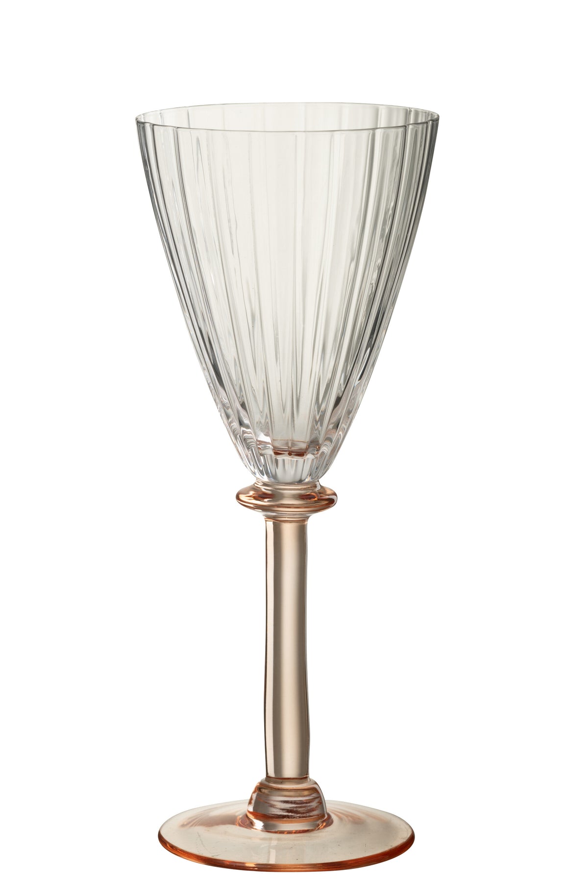 J-Line wijnglas Gestreept - glas - transparant/zalmroze