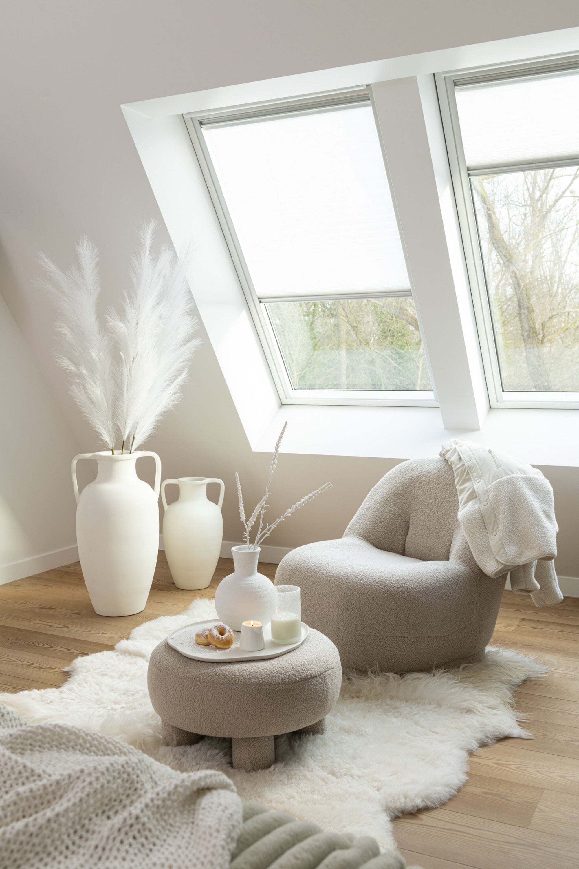 J-Line decoratie tak Astilbe 5 Delig - kunststof - wit - 24 stuks