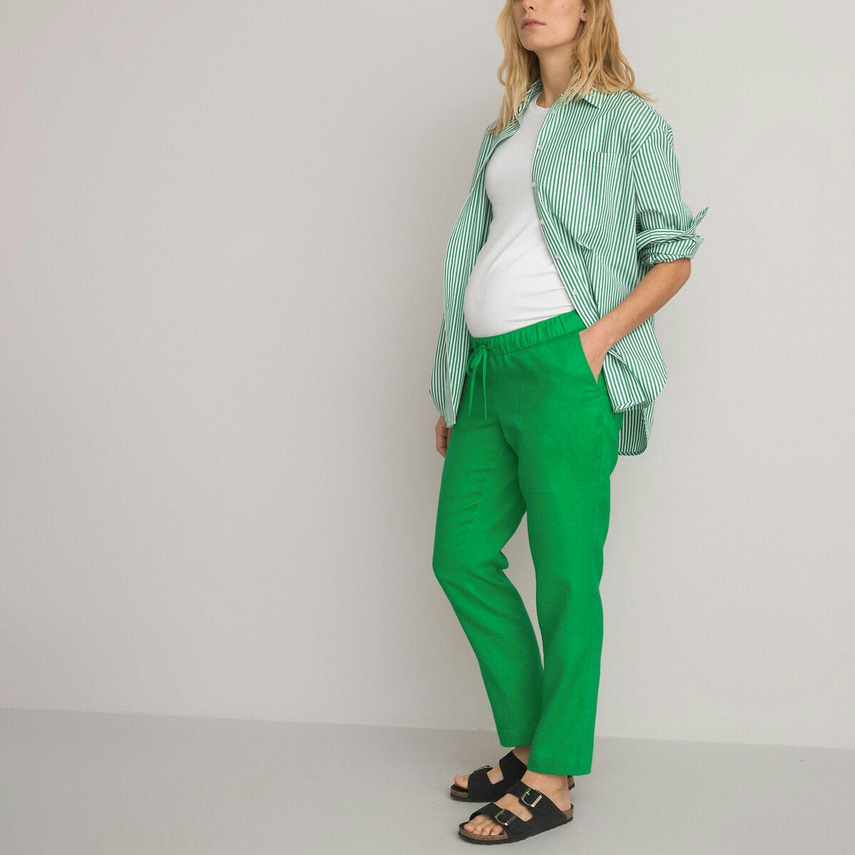 Pantalon droit de grossesse, en pur lin
