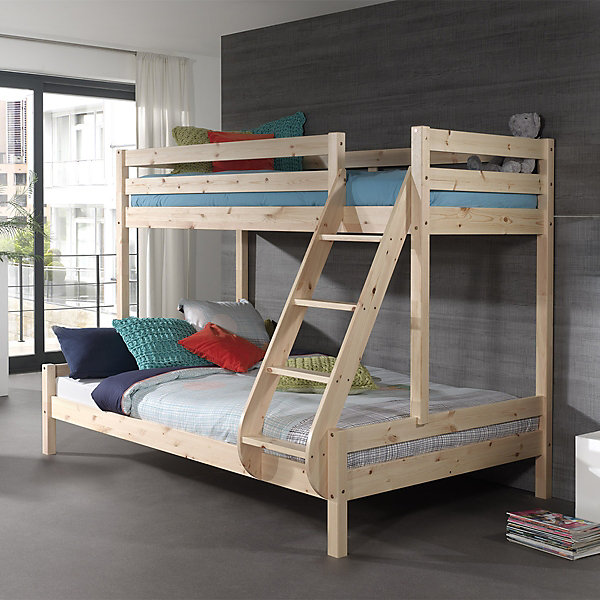 Lit Superpose 90x200 et 140x200 Sommier Inclus Vipack Pino - Bois