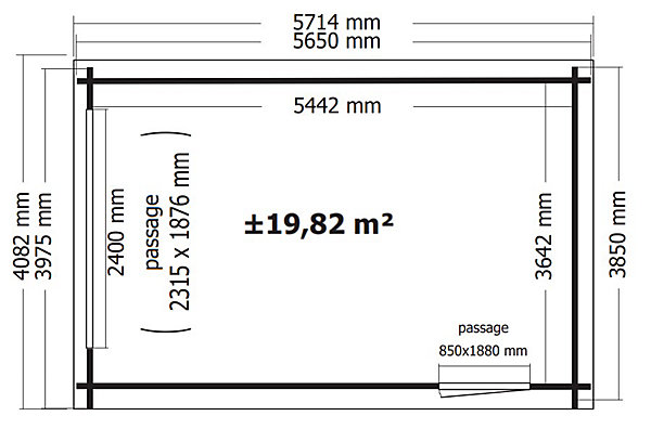 Garage en bois ép.34mm surface totale 23.3m² Toiture monopente en bacs acier
