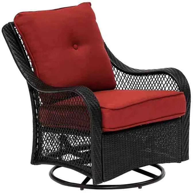 5-Piece Steel Patio Fire Pit Conversation Set with Navy Blue Cushions, Swivel Gliders and Square Fire Pit Table(Red)