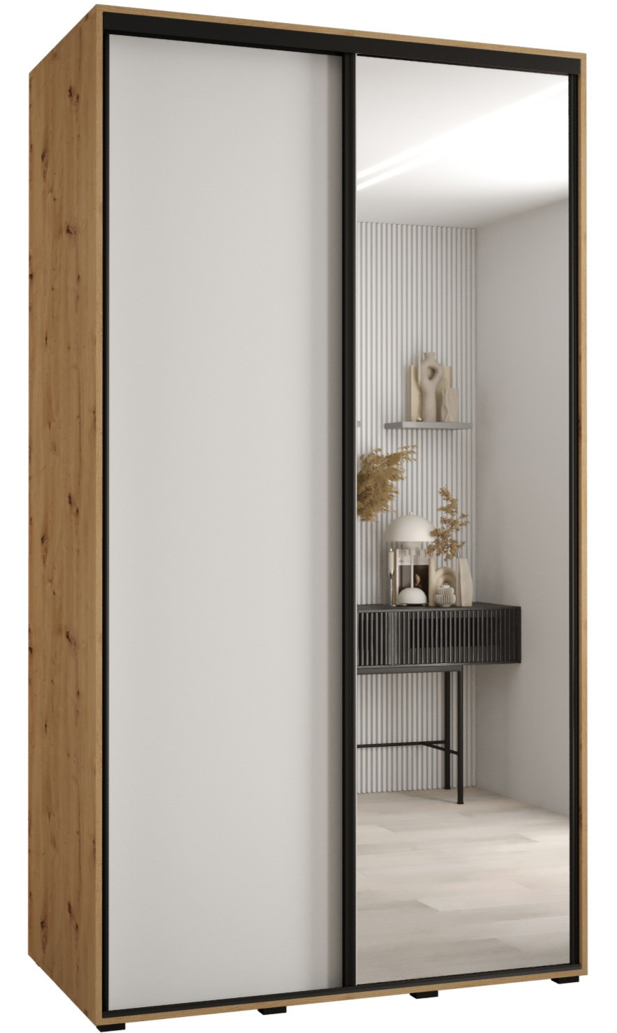 Szafa przesuwna 60 Cannes 3 130 artisan biały czarny