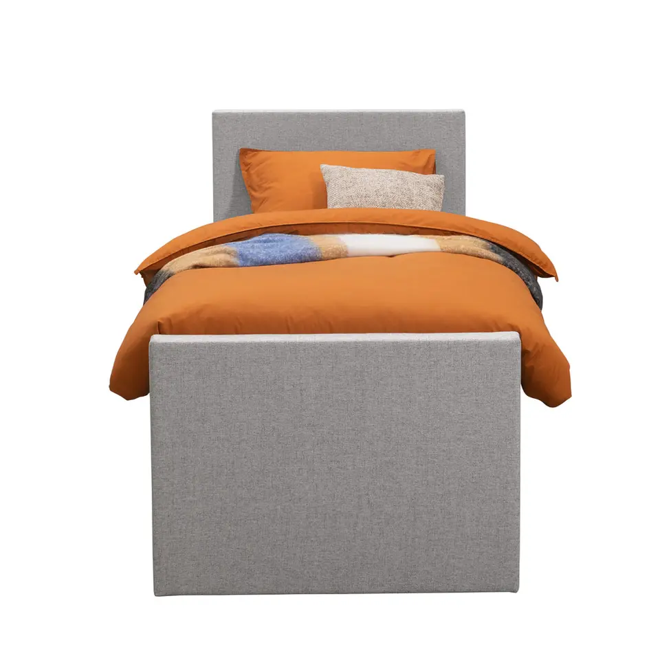 Boxspring met opbergruimte en voetbord Liv egaal - lichtgrijs - 90x200cm