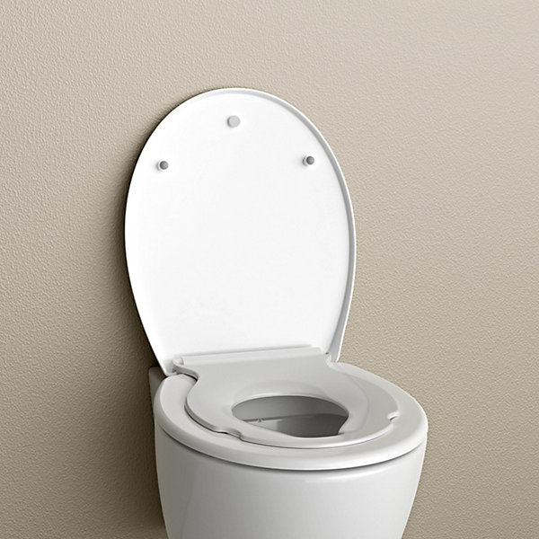 Abattant WC plastique Lunette WC moderne, Cuvette toilette fermeture douceur pour enfant   adulte, Blanc, 44,6x37,1x5,2cm, U2004