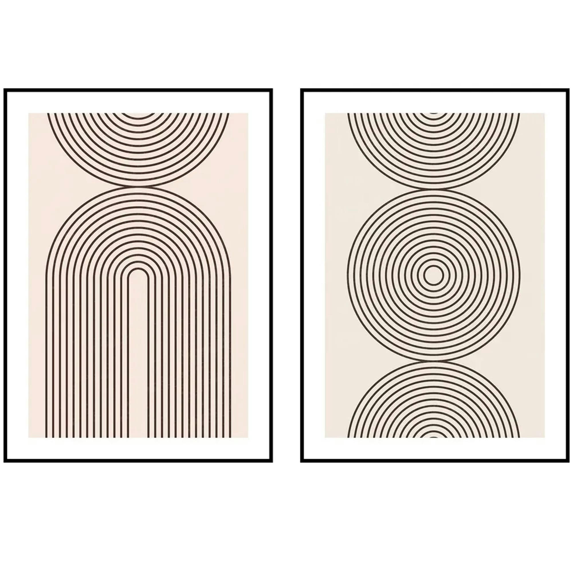- Set de 2 tableaux décoratifs abstraits noir et blanc