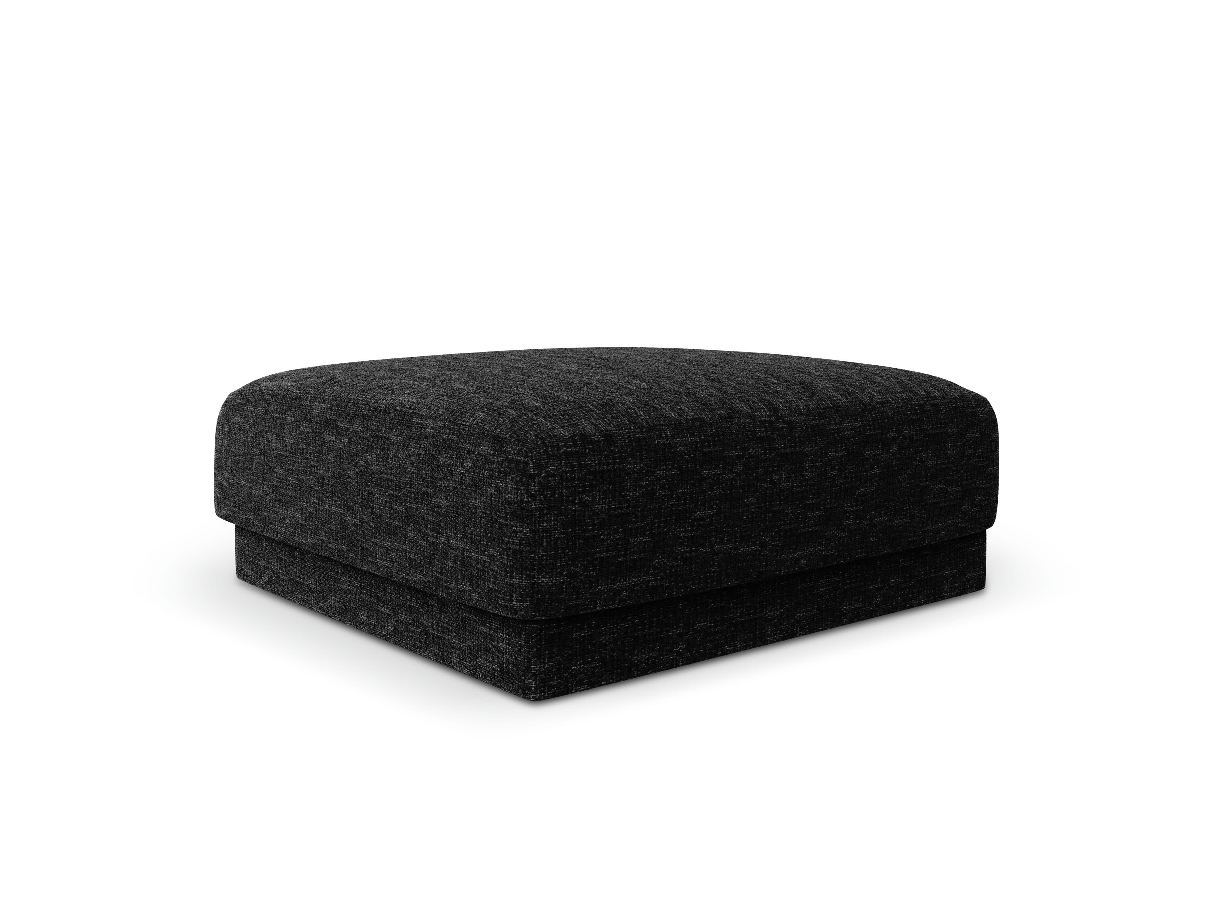 MILEY - Pouf 1 place en tissu chenille noir