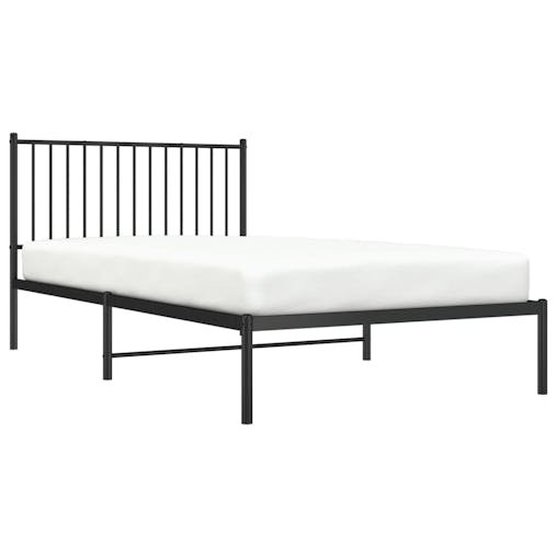 NNEVL Metal Bed Frame with Headboard Black 107x203 cm
