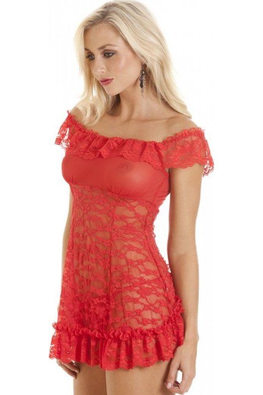 Camille Mesh Lace Babydoll And G-String