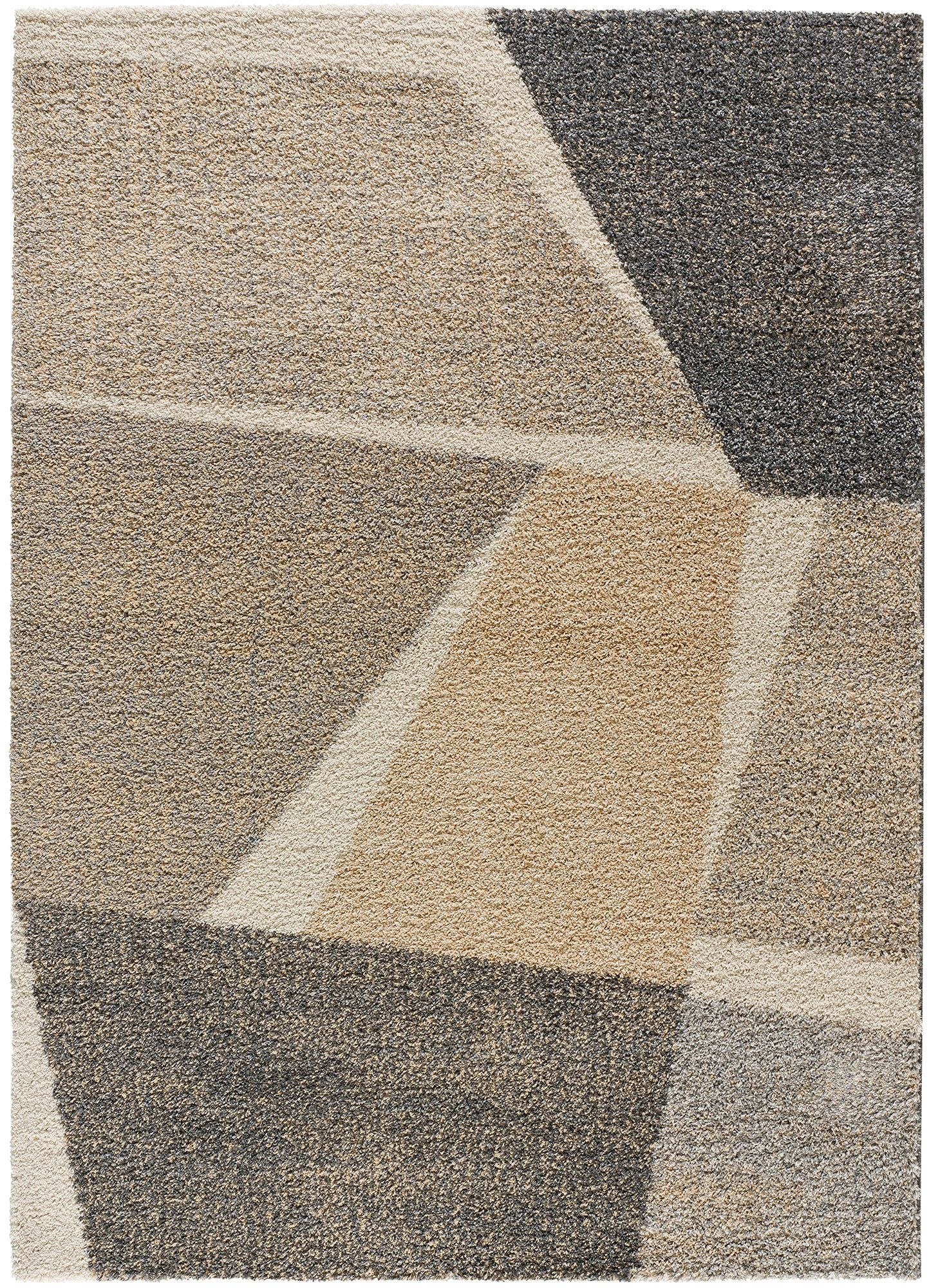 CESKY - Tapis shaggy gris et beige, 080X150 cm