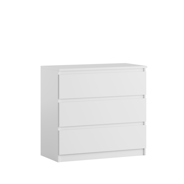 Komoda BASIC 3 szuflady – Biała | 80x75x40 cm
