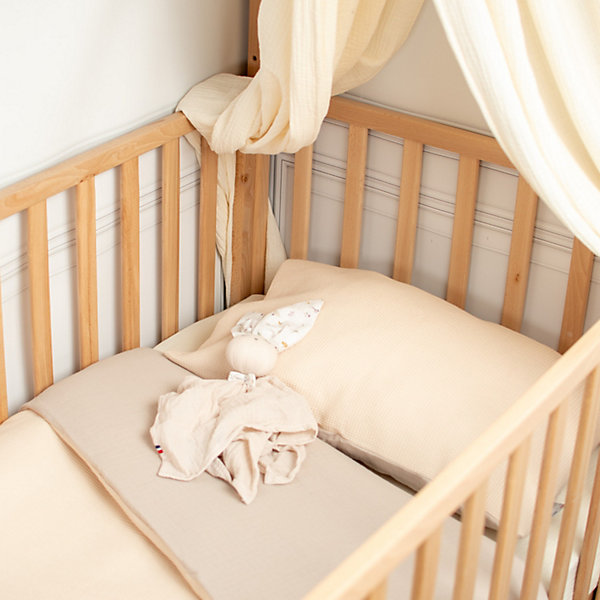 Housse de couette réversible gaze de coton &nid d'abeille