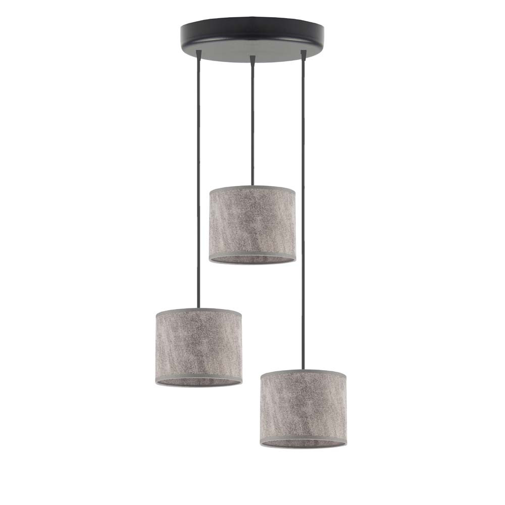 Lampa wisząca PUEBLO sufitowa 3 pkt Czarny/ Szary Melanż (Beton)
