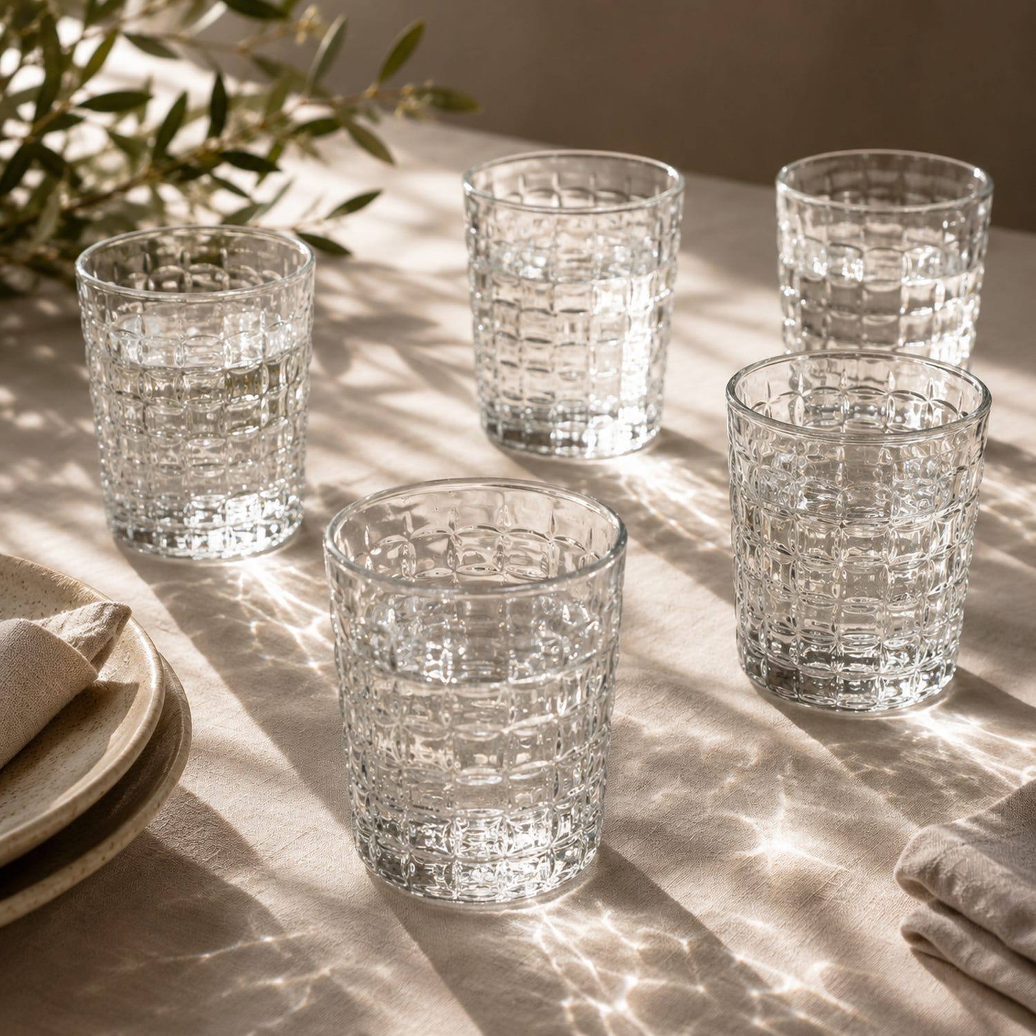 Set 6 bicchieri acqua 260 ml vetro lavorato