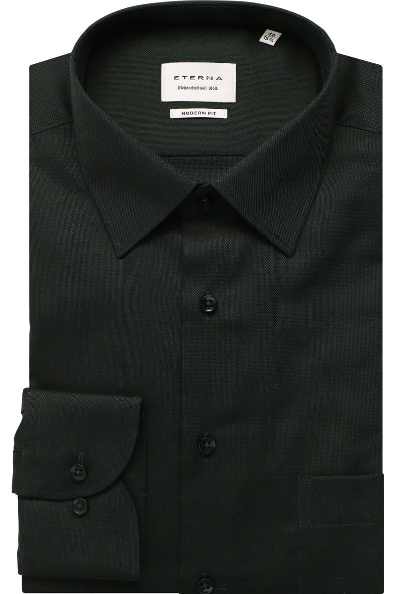 ETERNA Modern Fit Hemd dunkelgrün, Strukturiert