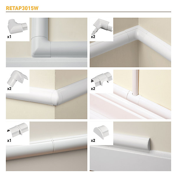 Multi-pack d'accessoires pour goulotte D-Line blanc 30 x 15 mm