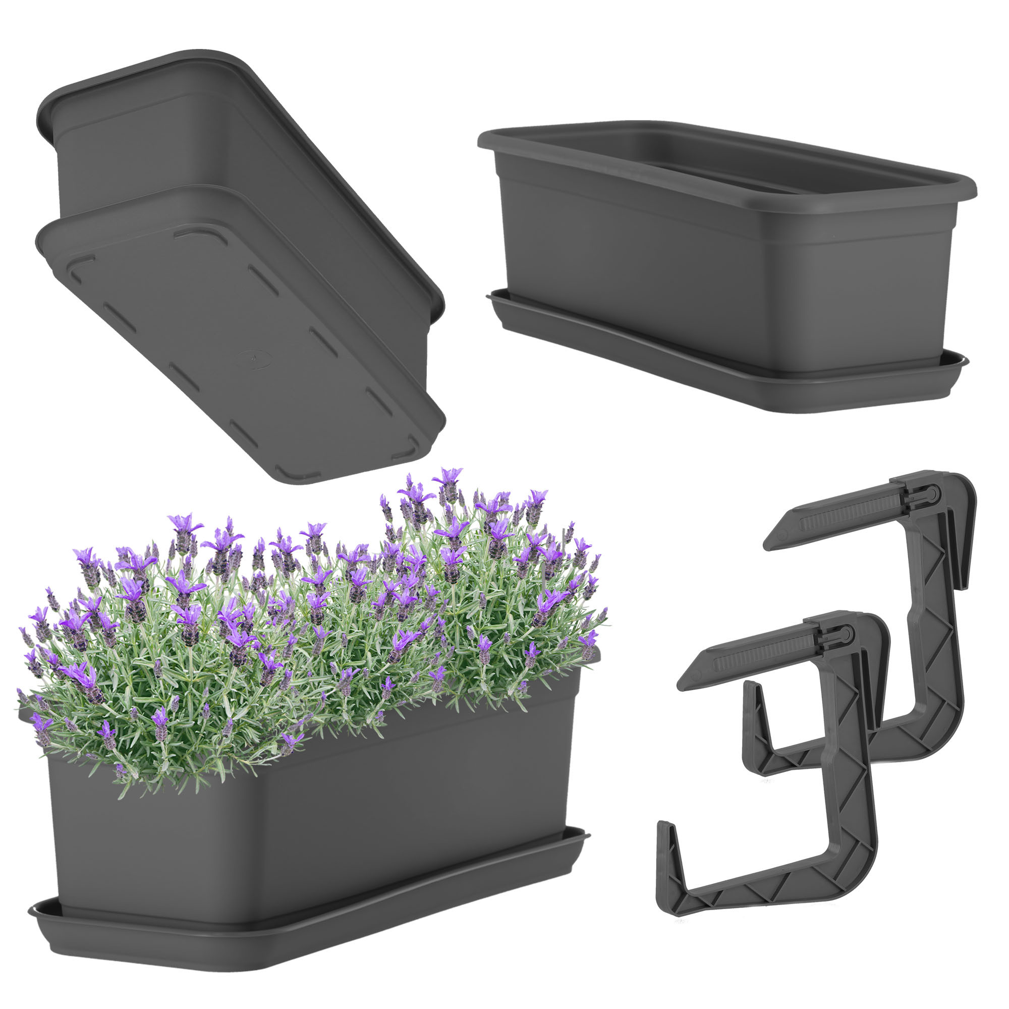 Kadax Skrzynka Balkonowa Doniczka 40cm z Uchwytami