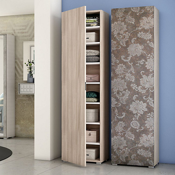 Armoire Colonne Multifonctionnelle Avec 1 Porte Effet Bois D'orme
