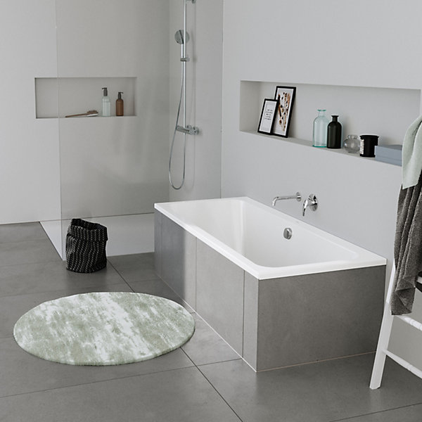 Baignoire murale acrylique rectangulaire à encastrer salle de bain, 2 dossiers, 180x80x47cm Sans pieds, Blanc, DURAPECOS