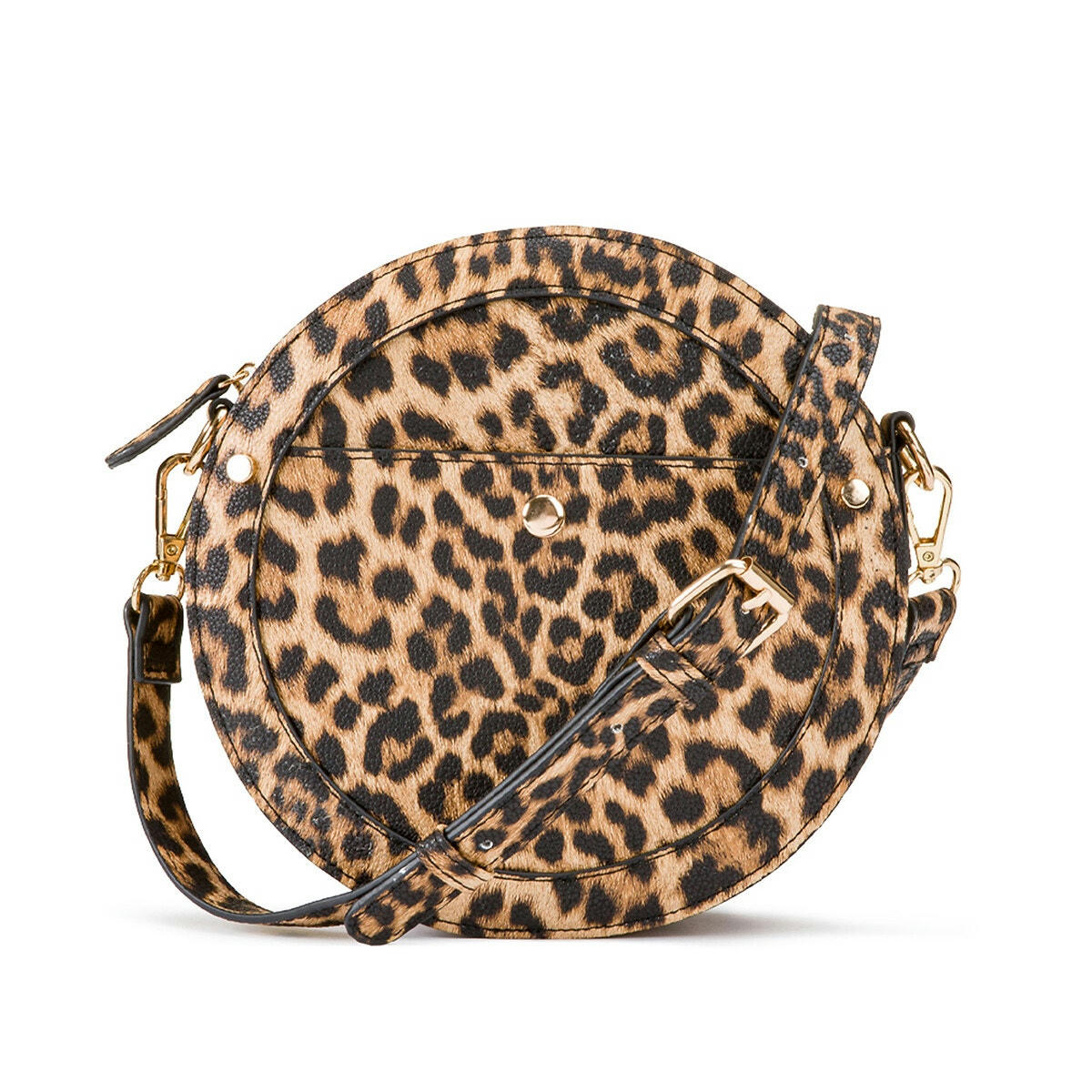 Sac rond motif léopard, à bandoulière