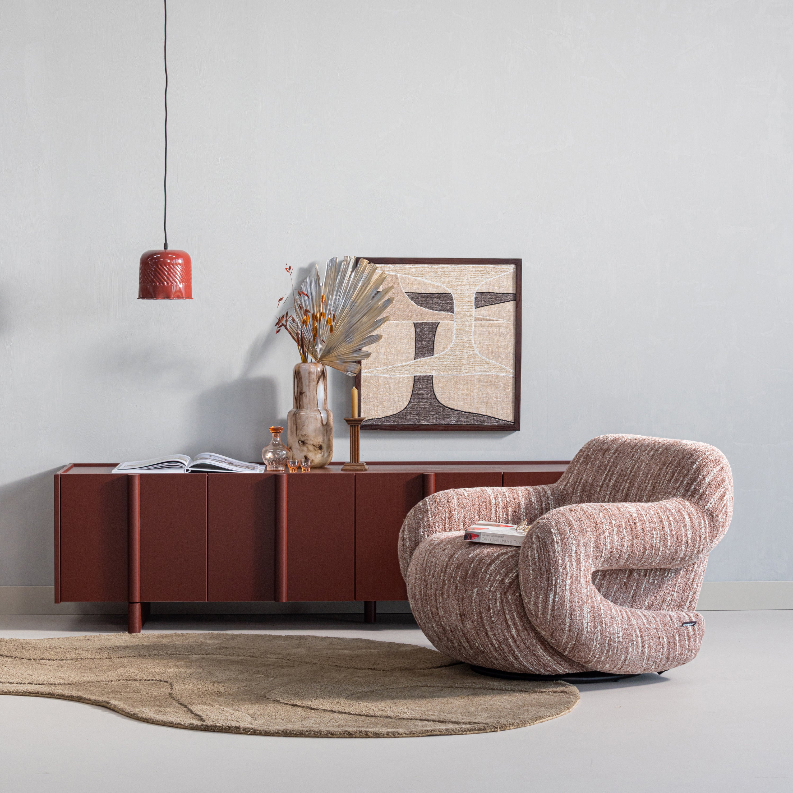 WOOOD x fonQ Basu Tv-meubel Grenenhout B 200 cm - Bordeauxrood