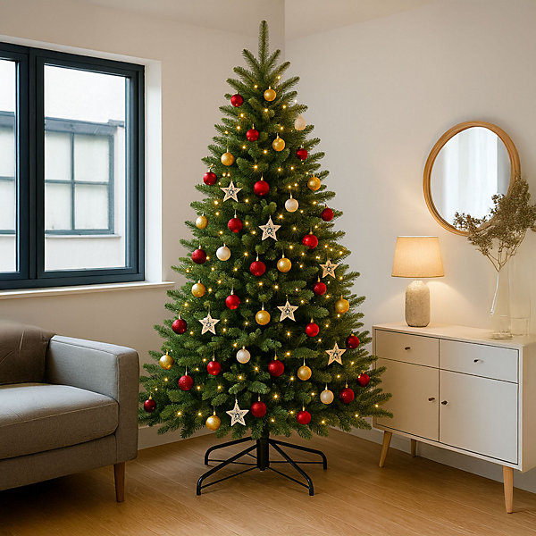 Amstel - Sapin de Noël Traditionnel en PE et PVC 152x240H, 2530 Branches