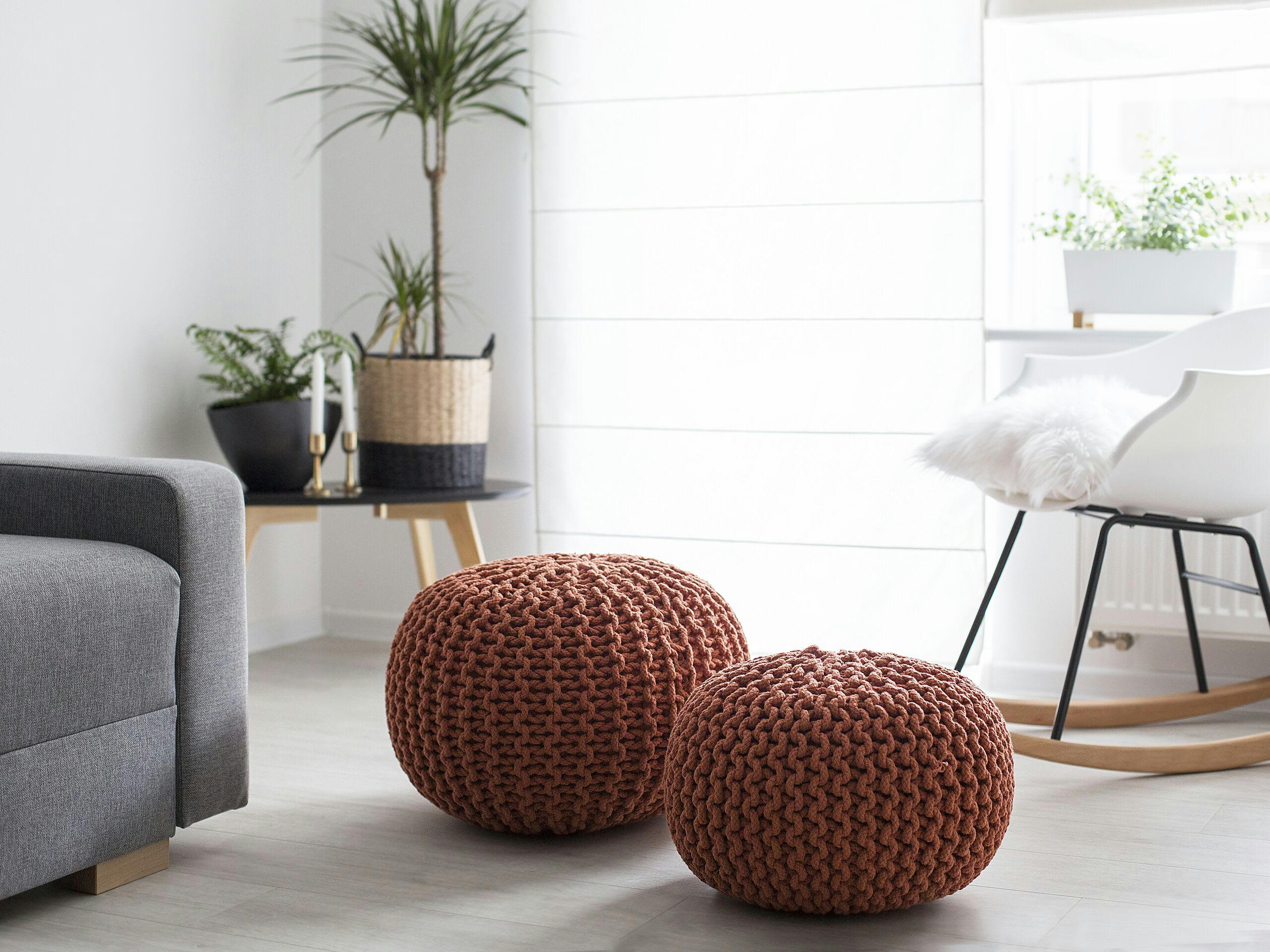 CONRAD - Pouf en coton rouille 50 x 35 cm