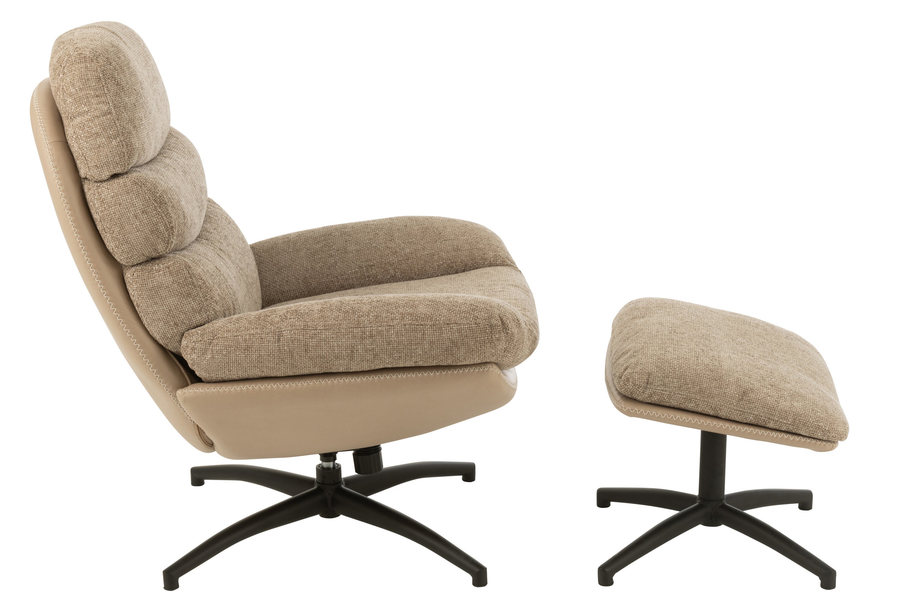 J-Line zetel Relax   Voetbank - metaal/multiplex - donkergrijs/zwart