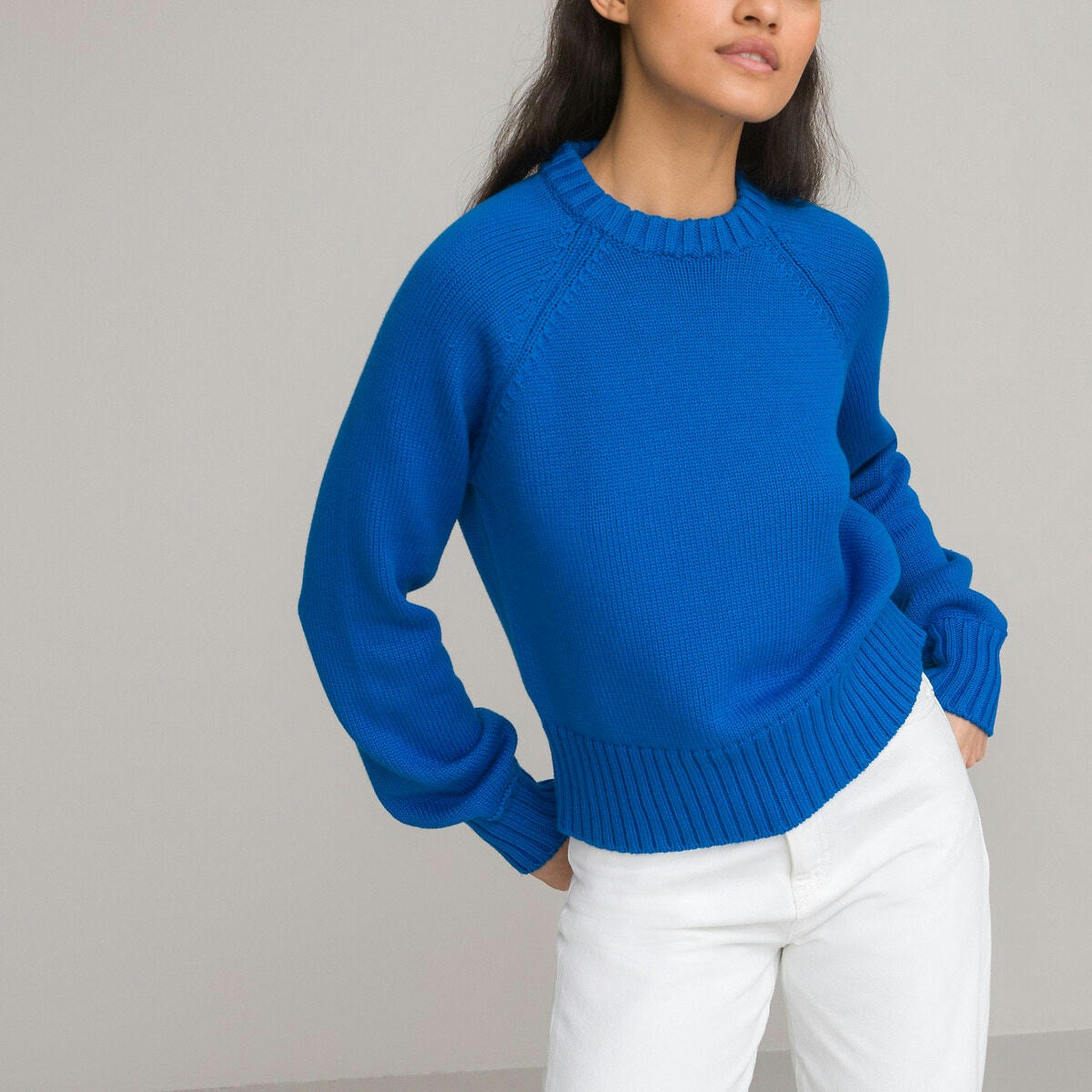 Pull col rond manches longues