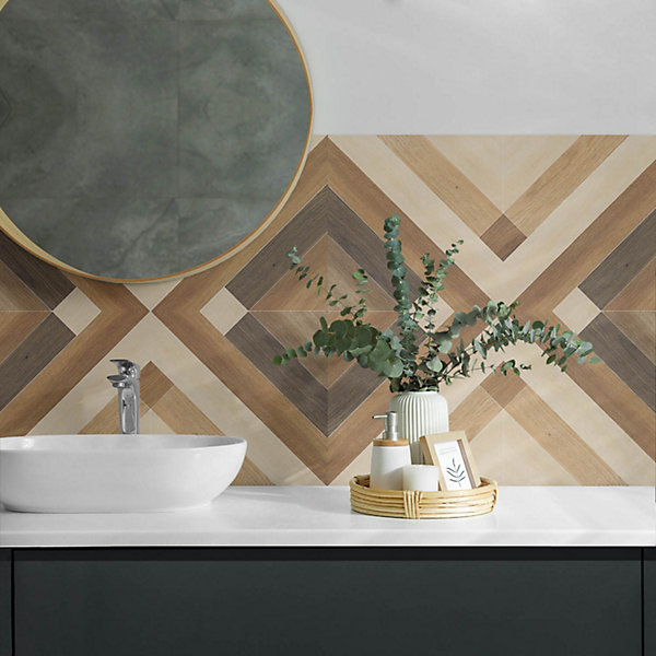 Panneau Mural TV Wallfluent 120x60 cm Motif De Panneau En Bois 1 pièce