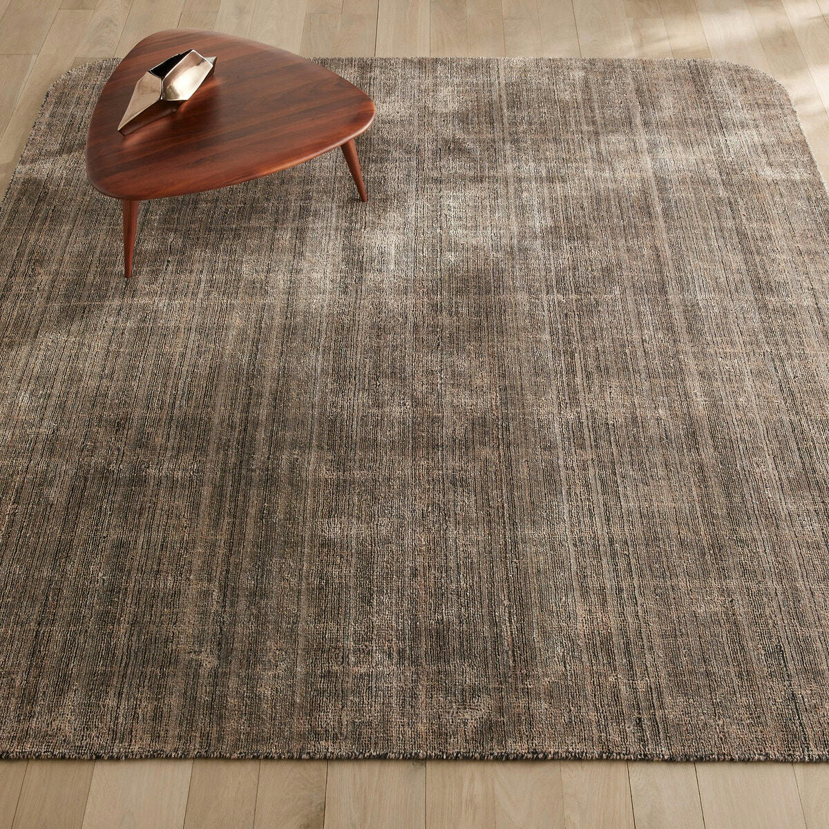 Tapis carré tissé main Lyocell®, Elona