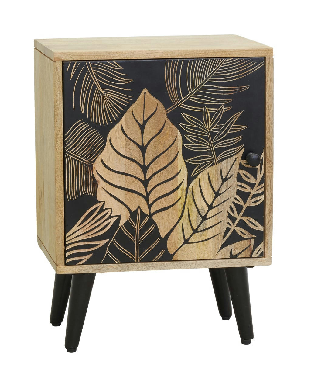 - Table de nuit en manguier naturel et noir tropica