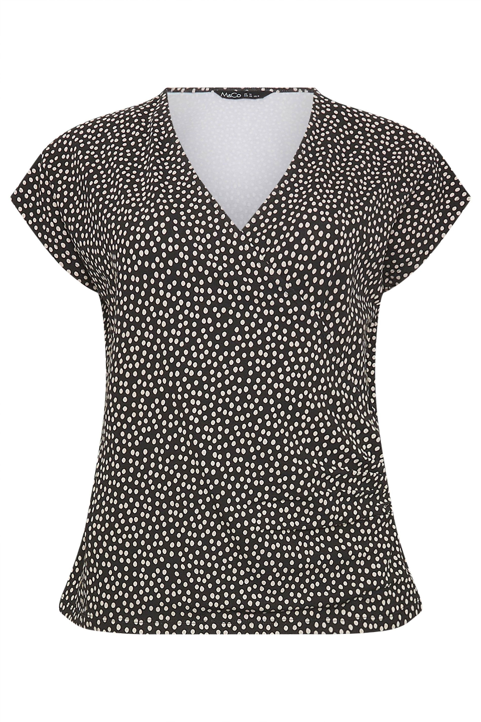 M&Co Printed Grown-On Sleeve Wrap Top