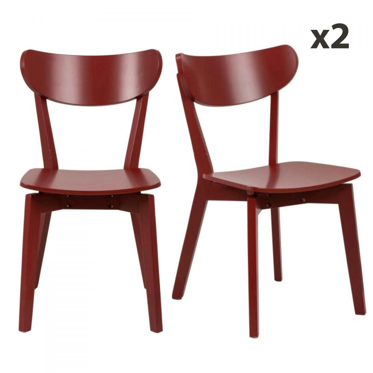 ROXIF - Lot de 2 chaises modernes en bois rouge